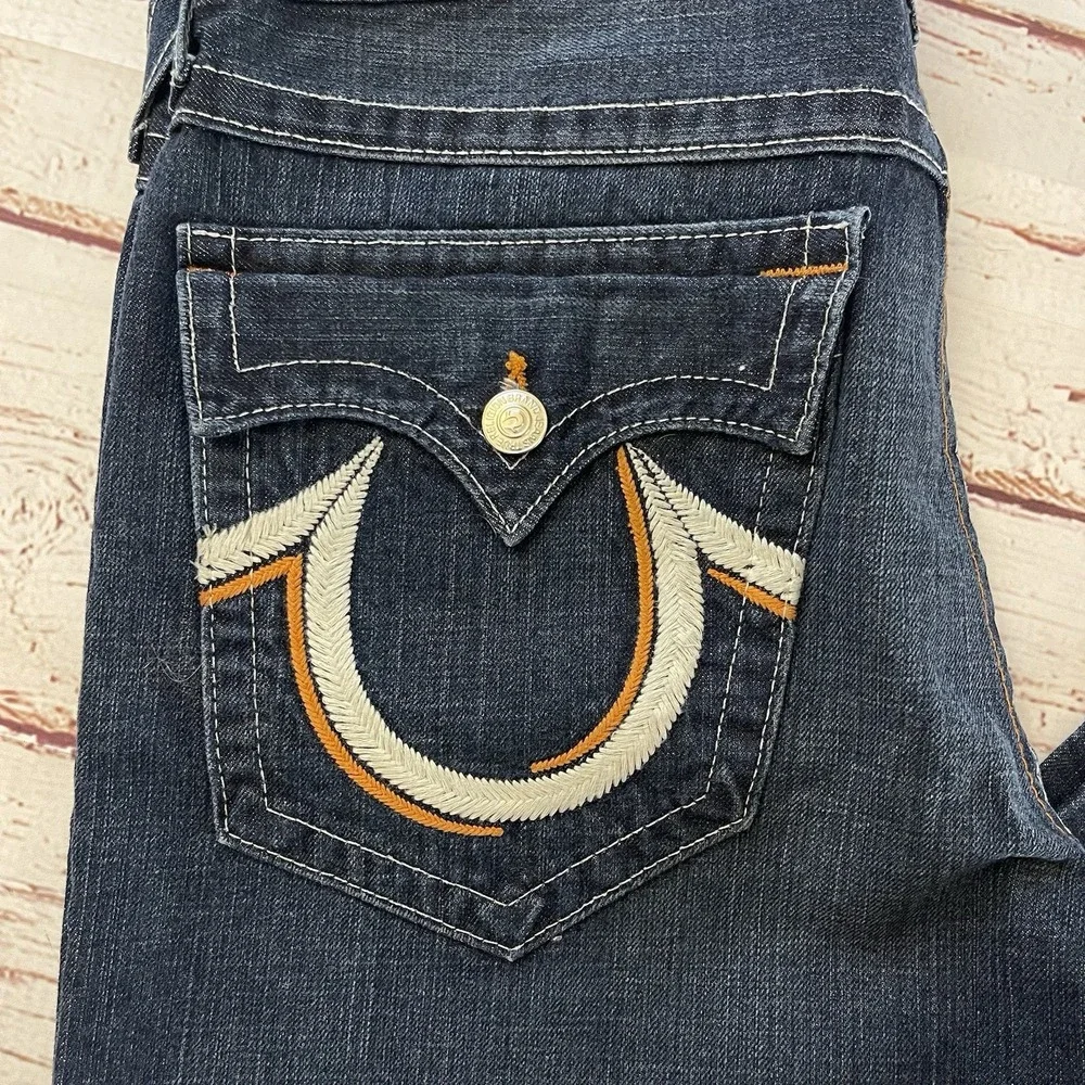 True Religion Mens‎ Original Slim Denim Blue Jeans Size 36x34 Made In USA